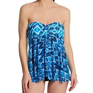 PROFILE BY GOTTEX blue size 12 Ocean Blues Bandeau Flyaway One Piece Swimsuit